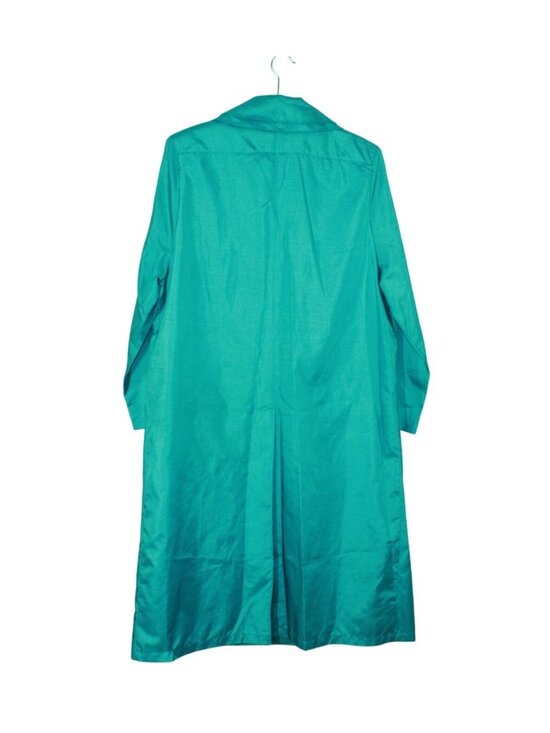 Vintage Alorna Long Lightweight Spring Trench Coat Teal Size 12 Pet - Picture 3 of 12